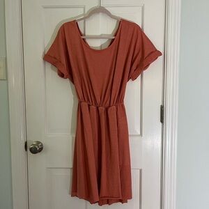 🌟Free People Beach T Shirt Coral Dress Open Back Size Medium